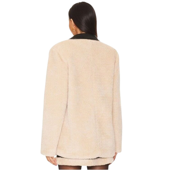 WeWoreWhat Womens Oversized Faux Fur Blazer Jacket Small Ivory Vegan Leather NWT - Picture 2 of 15